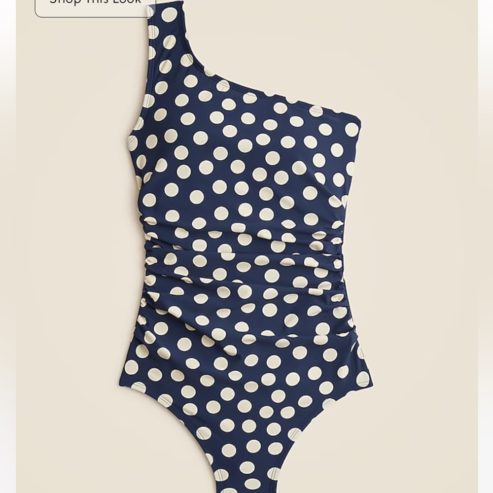 J.CREW Ruched one-shoulder one-piece Polka Dot Swimsuit